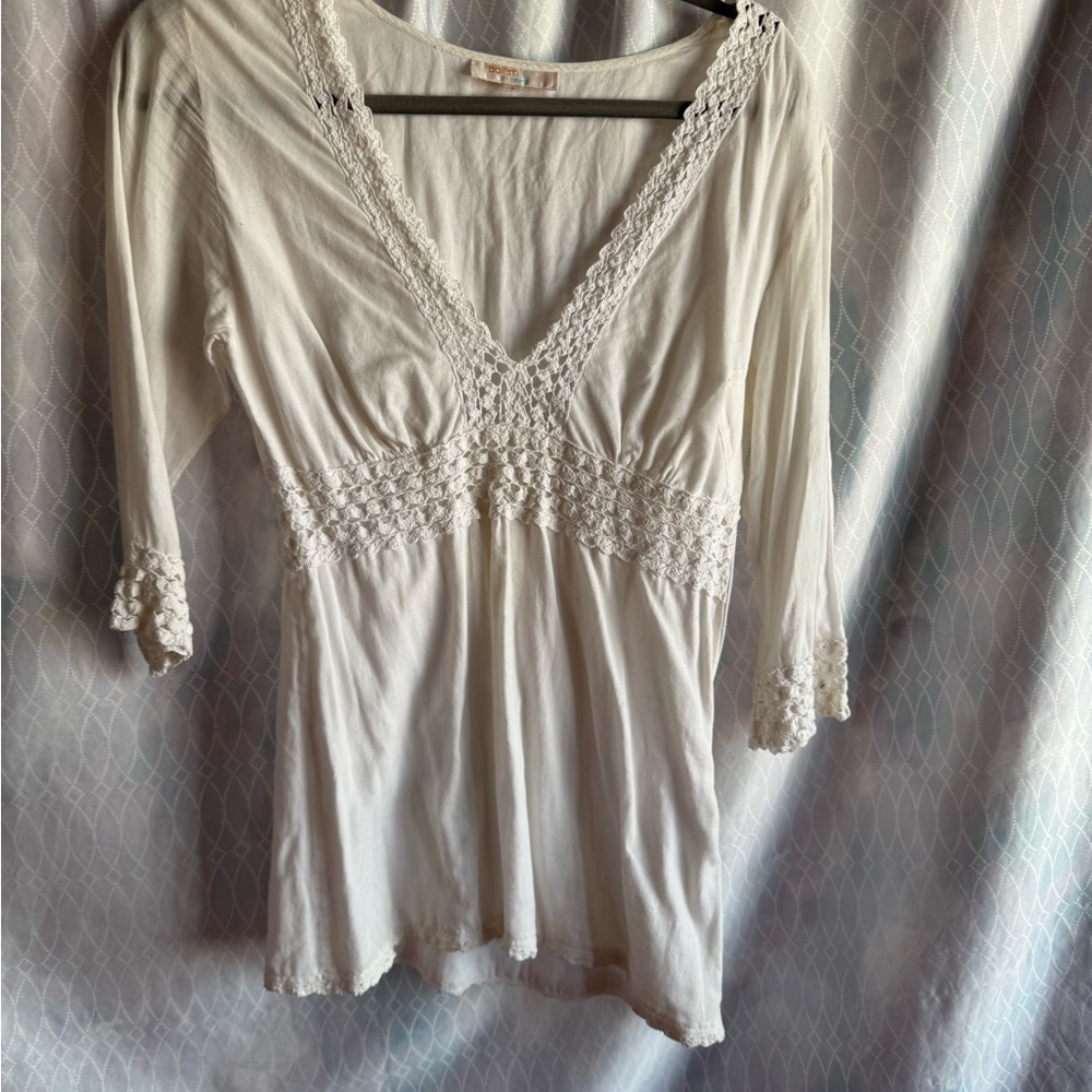 Chic White Lace Women's Cotton Tunic